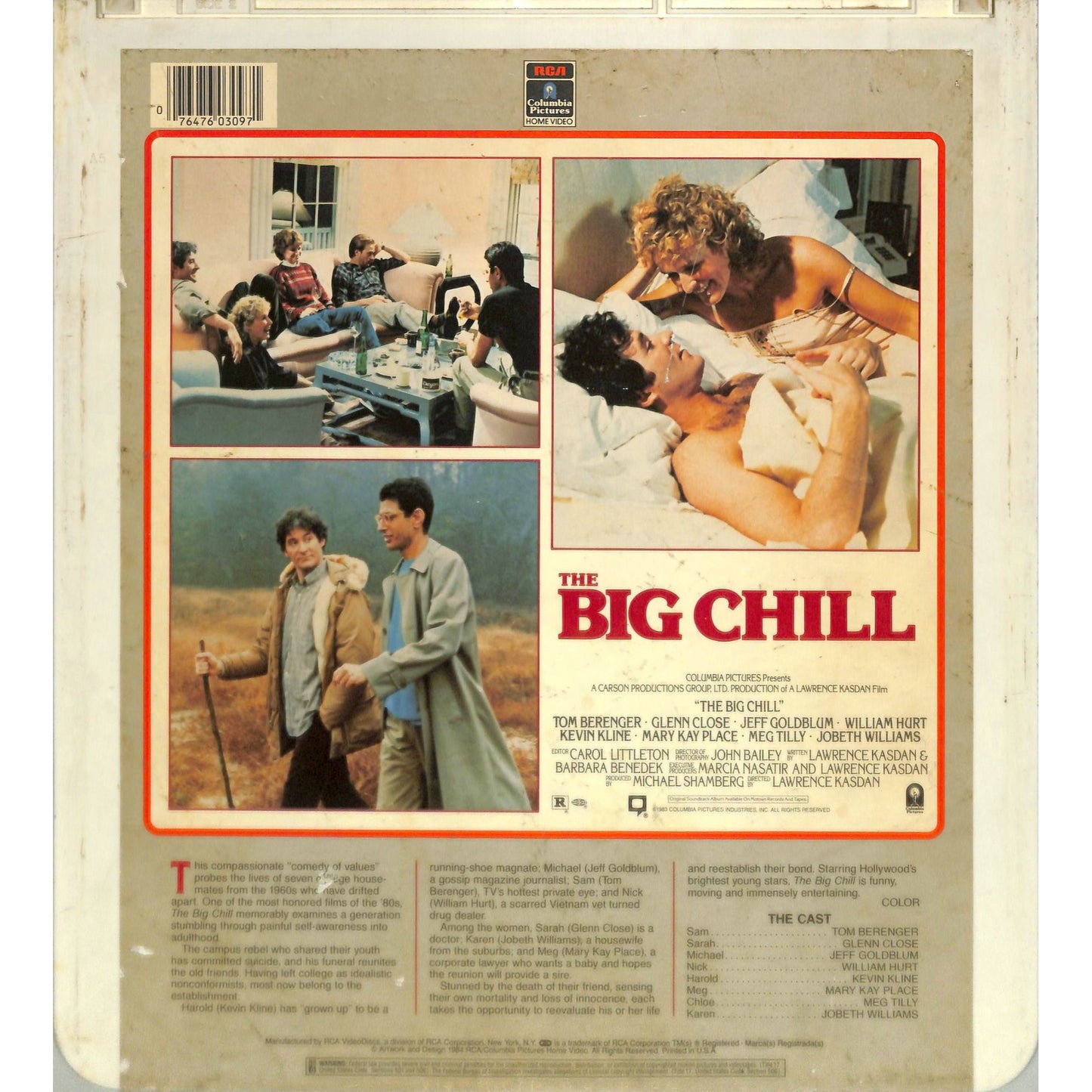The Big Chill (1983) Vintage CED Videodisc TESTED WORKING