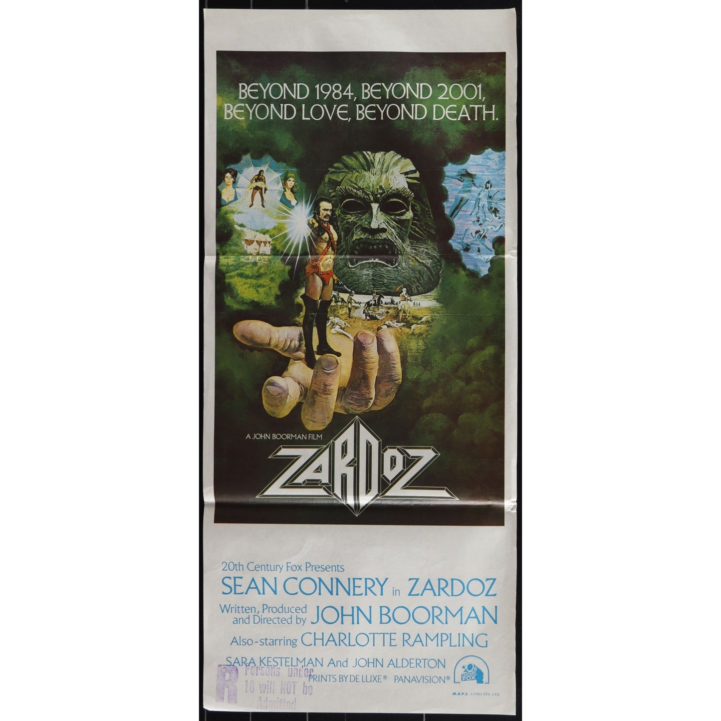 Zardoz (1974) Original Australian Daybill Movie Poster Folded 13x30