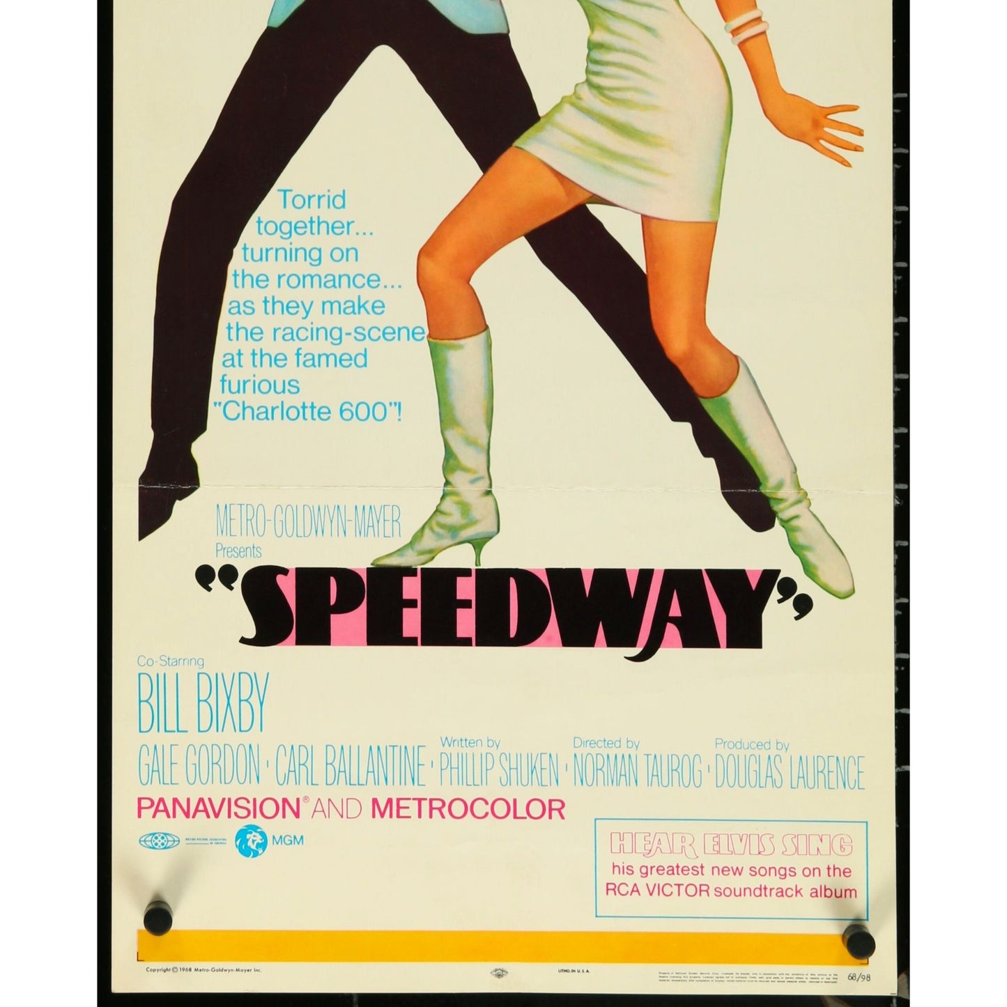 SPEEDWAY (1968) Original Insert Movie Poster 14"x36" Elvis Nancy Sinatra Classic