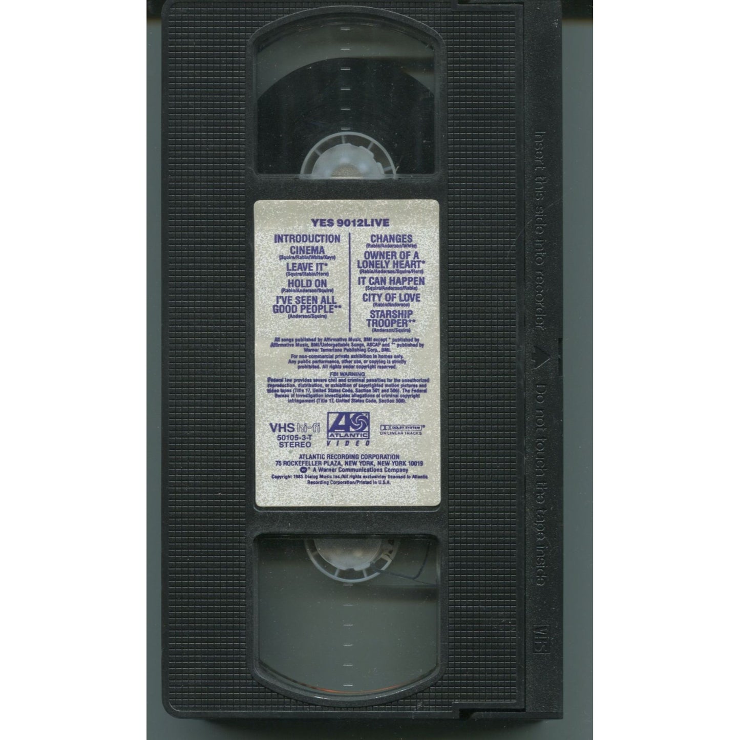 YES - 9012 (1985) Live Concert VHS Tape