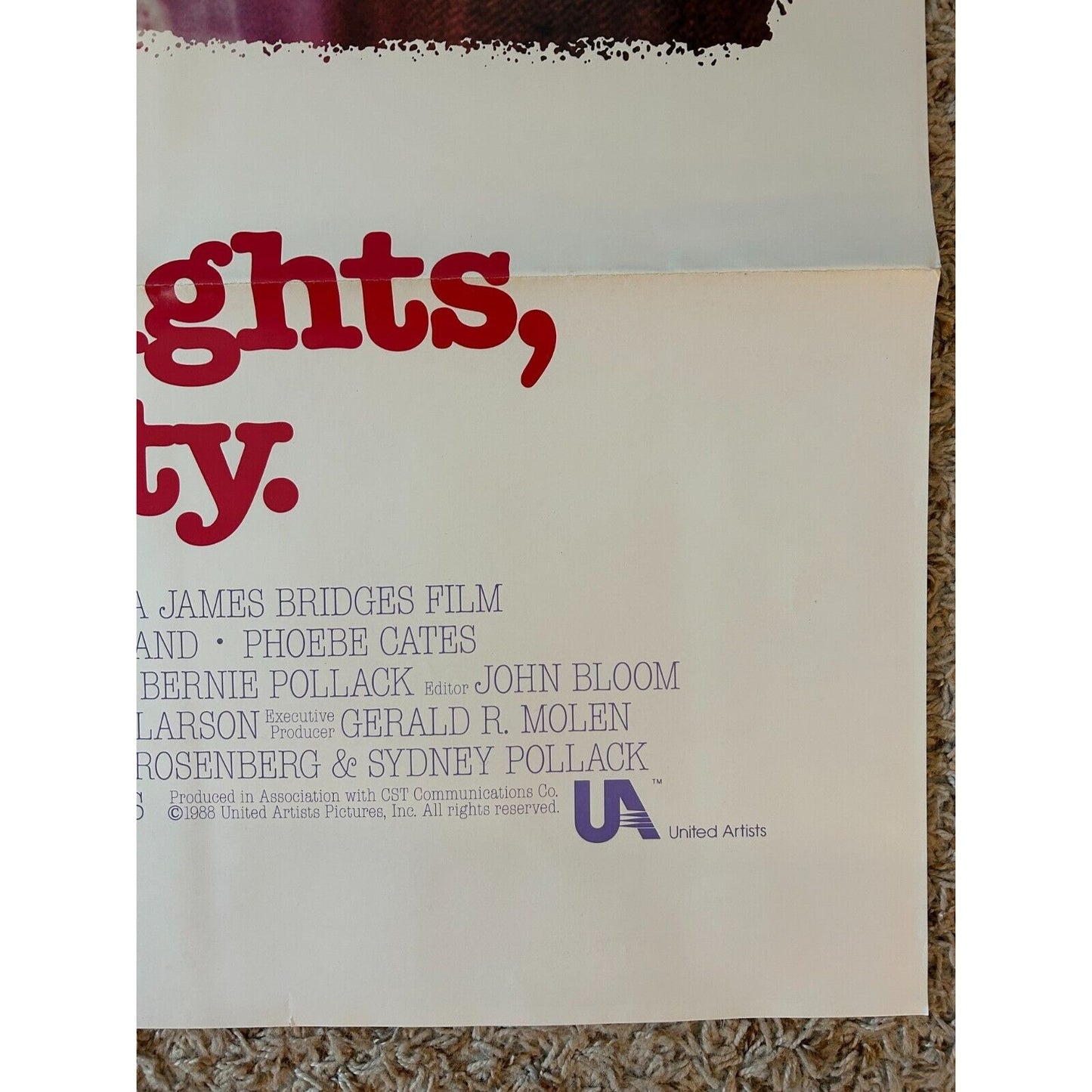 BRIGHT LIGHTS, BIG CITY Michael J Fox 1988 ONE SHEET MOVIE POSTER 27 x 41 BP23