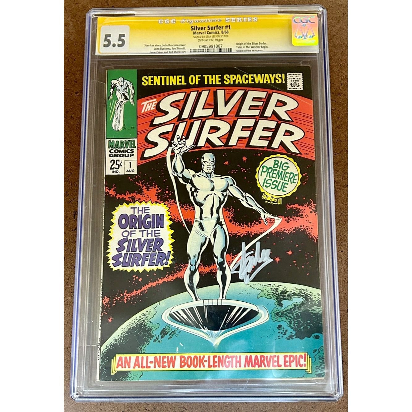Silver Surfer #1 Signed by STAN LEE CGC Graded 5.5
