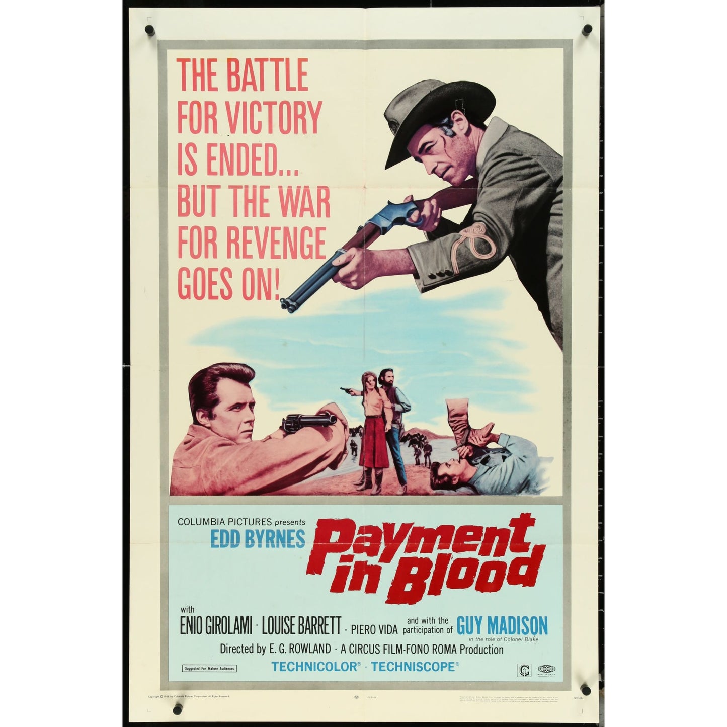 Payment in Blood (1967) Original Movie Poster One-Sheet 27x41 Folded EM1A8