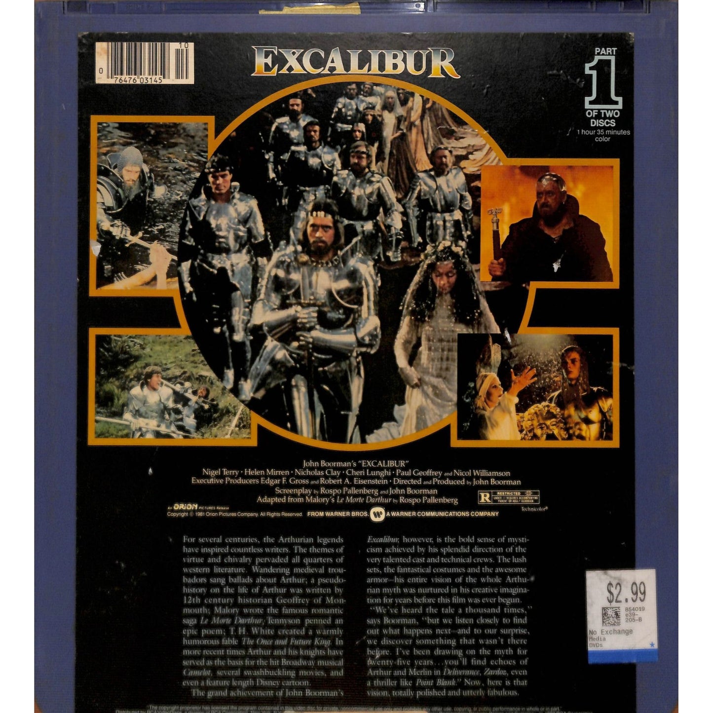 Excalibur Part 1 (1981) Vintage CED RCA SelectaVision Videodisc TESTED WORKING