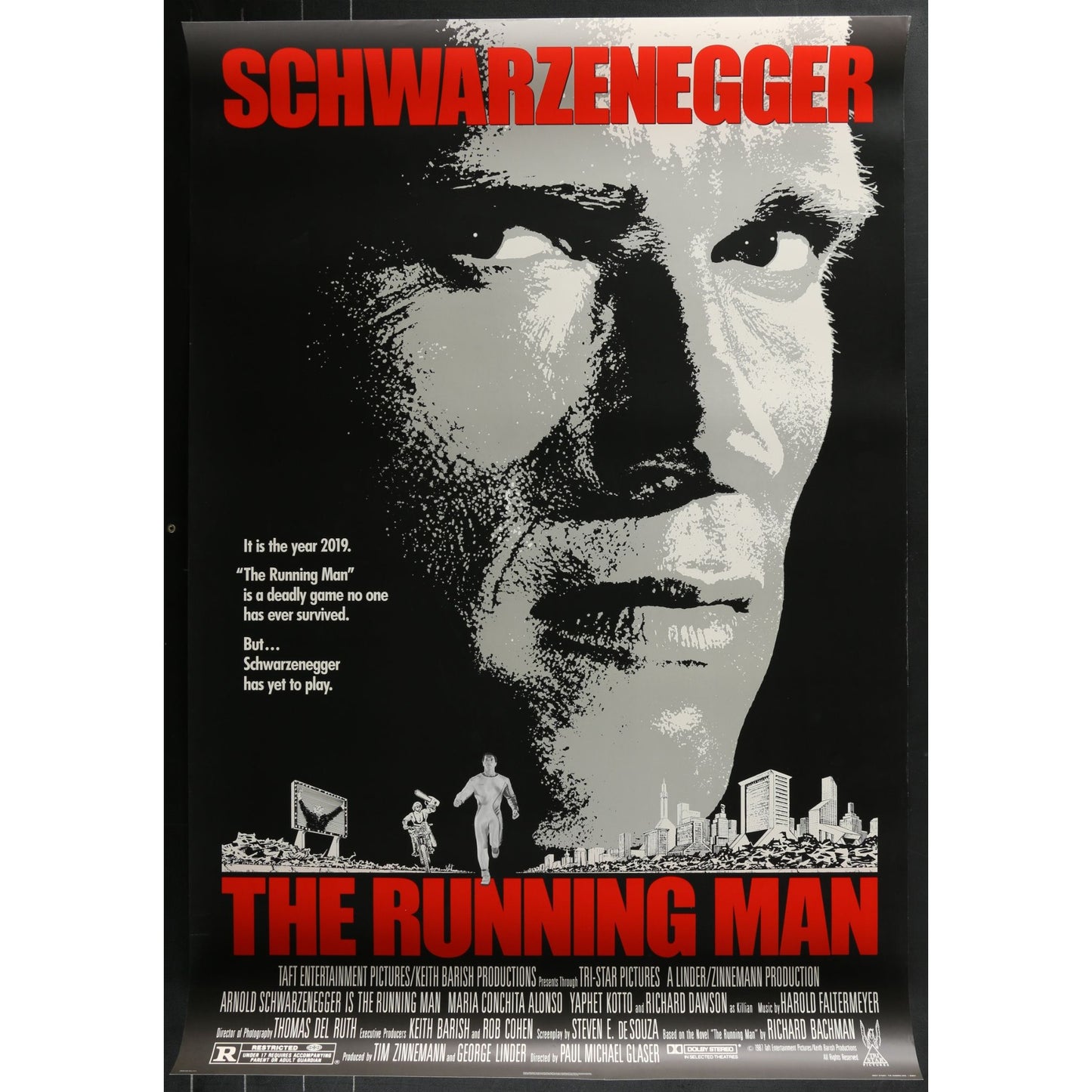The Running Man (1987) Original Single-sided Movie Poster Rolled 27x40