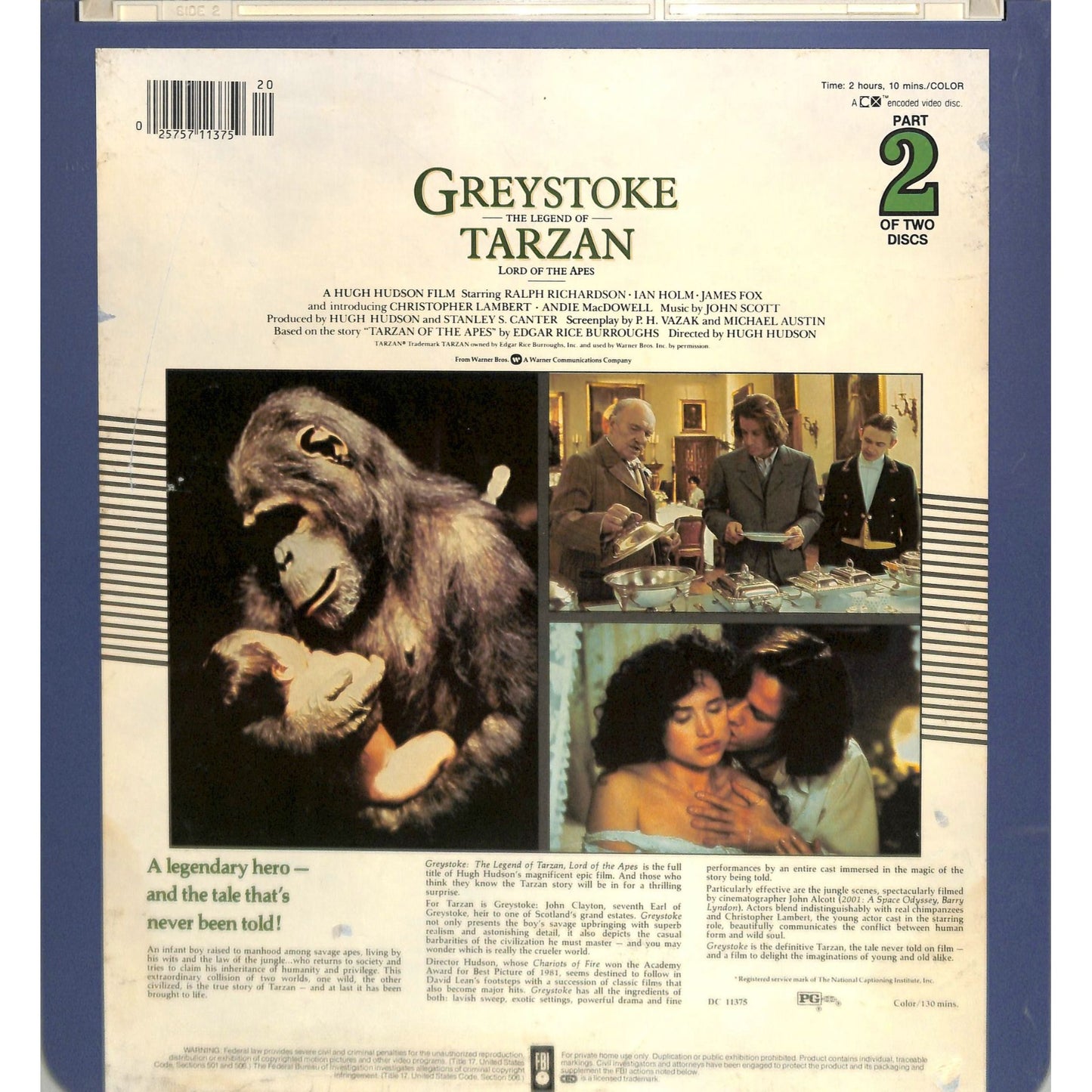 Greystoke: The Legend of Tarzan, Lord of the Apes (1984) Vintage CED Videodisc