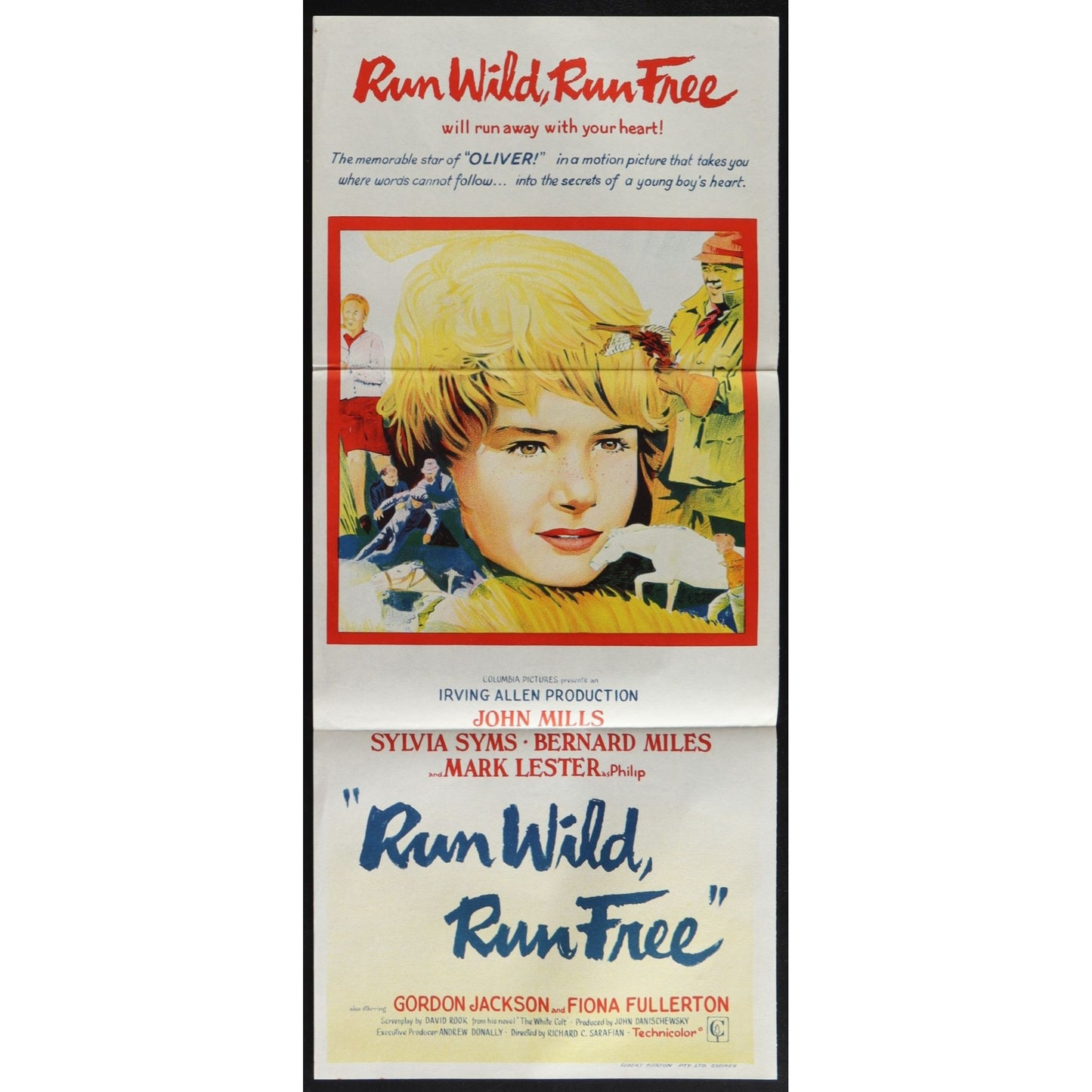 Run Wild, Run Free (1969) Original Australian Daybill Movie Poster Folded 13x30
