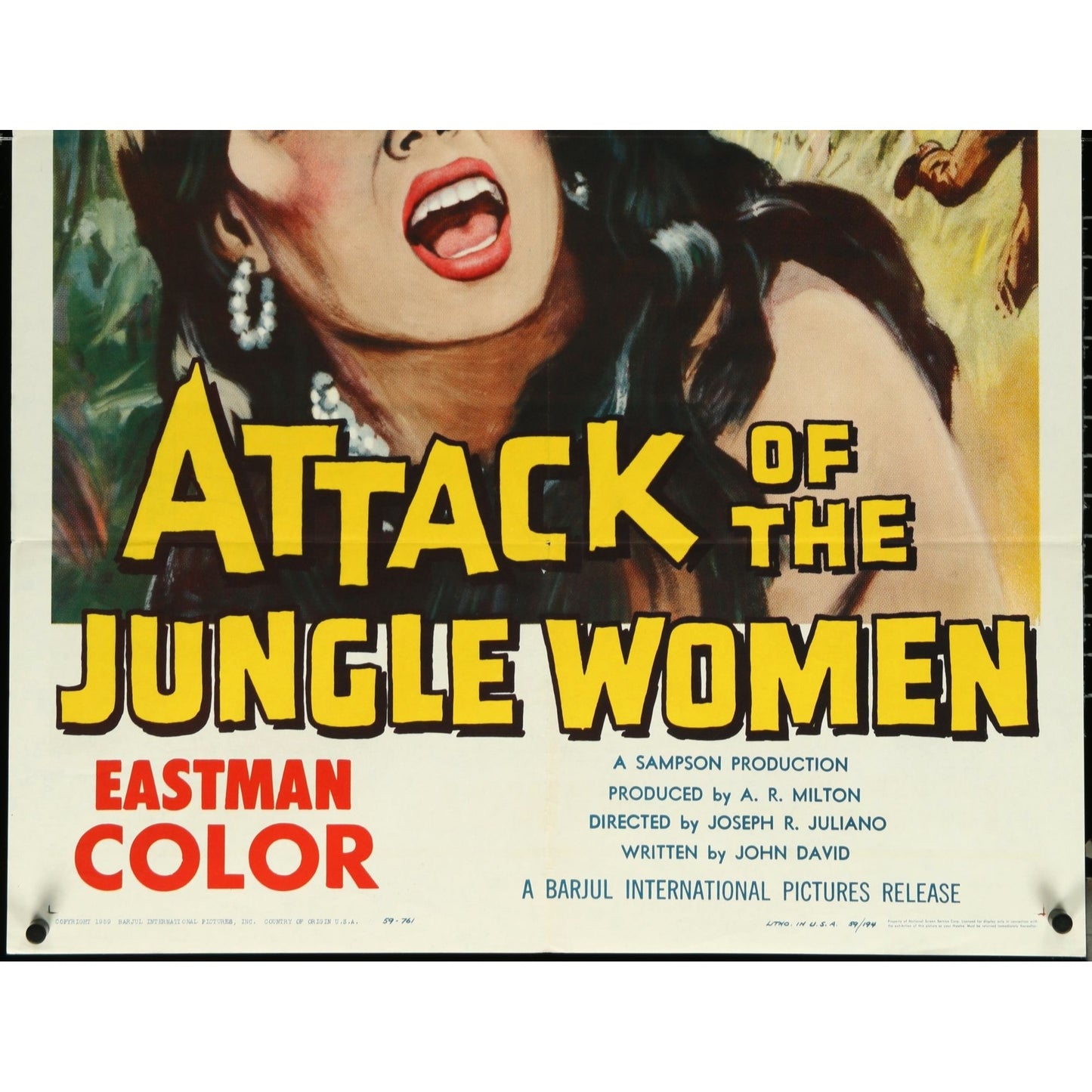 Attack of the Jungle Women (1959) Original Theatrical Folded Movie Poster 27x41
