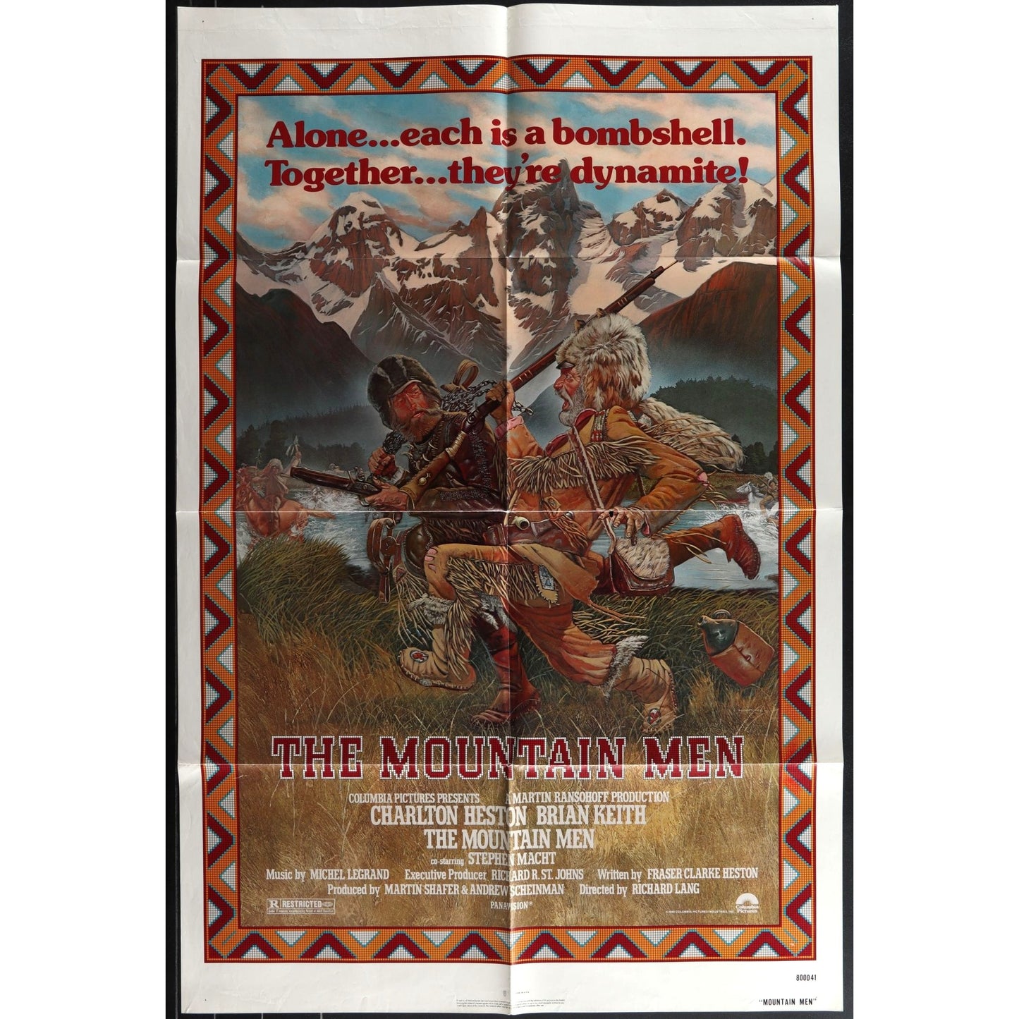 The Mountain Men (1980) Original Movie Poster Folded 27x41 Heston