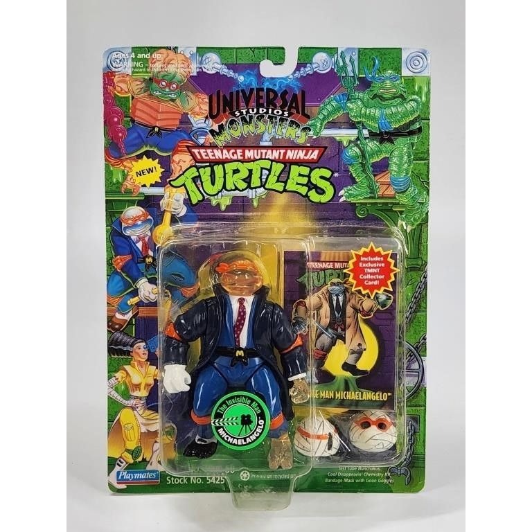 TMNT Invisible Man Michelangelo 1994 Universal Monsters Playmates Figure MOC NIP