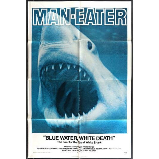 Blue Water, White Death (1971) Original Folded Movie Poster VG Cond EM4-65