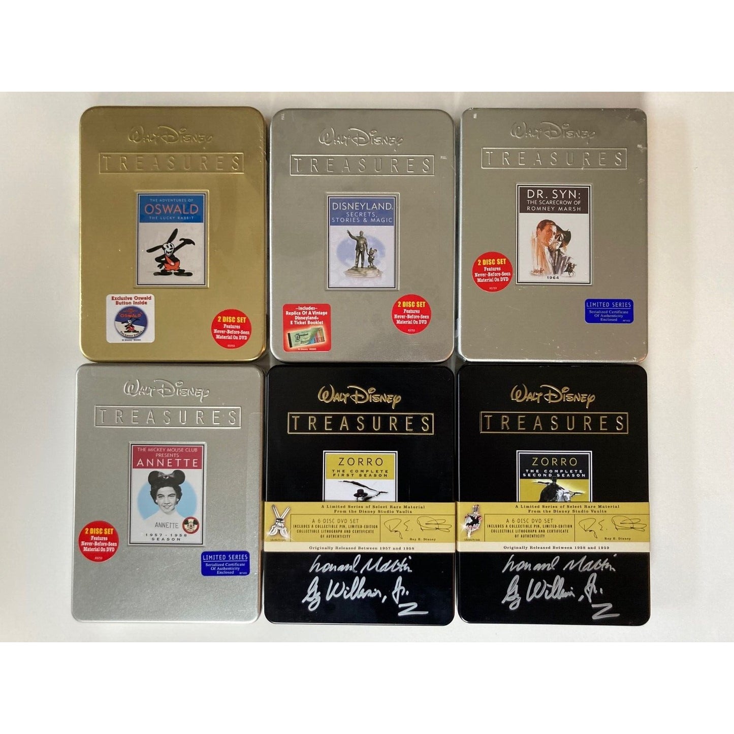 Walt Disney Treasures ALL 30 DVD TITLES - BRAND NEW CONDITION - PLUS AUTOGRAPHS!