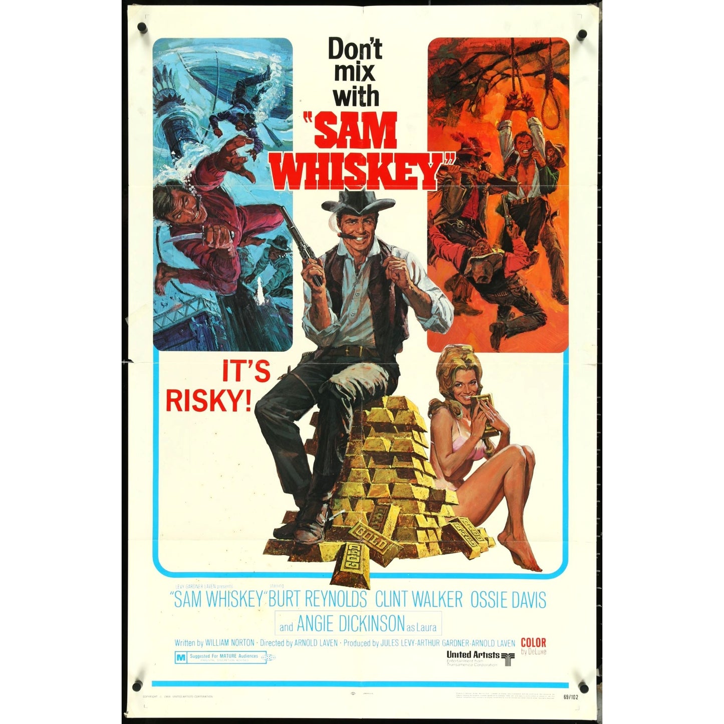 Sam Whiskey (1969) Orig. Movie Poster Burt Reynolds Western Folded 27x41 EM1A22