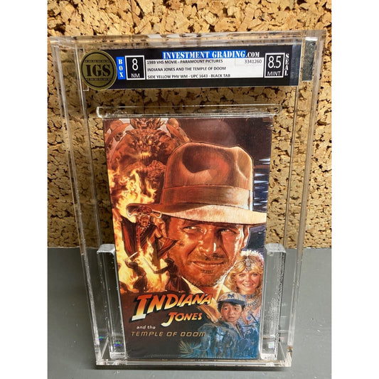 Indiana Jones and The Temple Of Doom 1989 sealed VHS IGS 8.0NM Box, 8.5M Seal