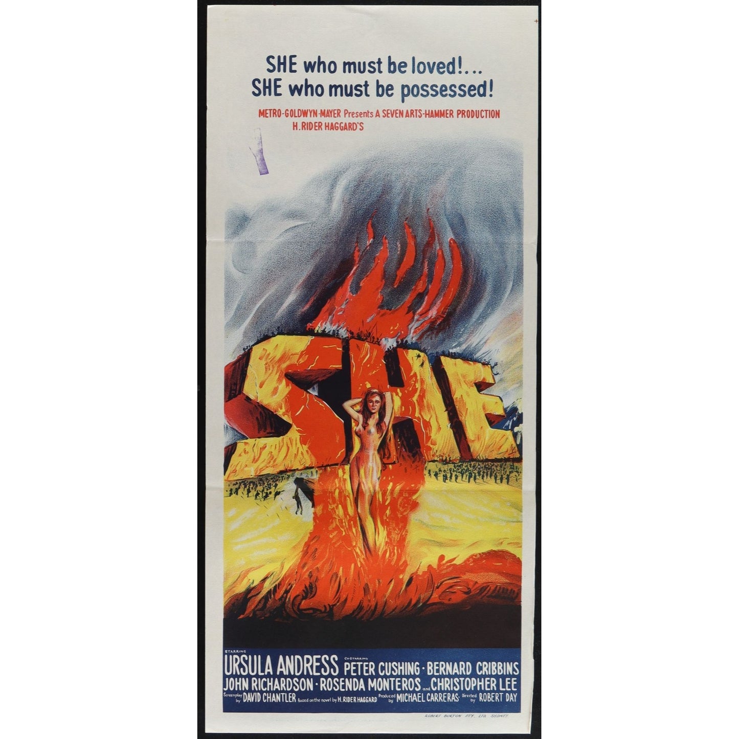 SHE (1965) Original Australian Daybill Poster Folded 13x30