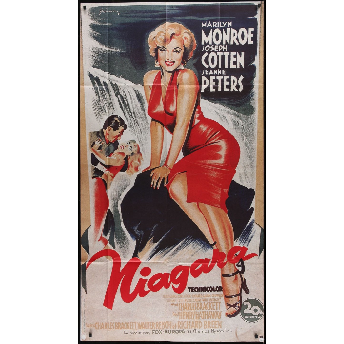 Niagara (R1980) French Original Movie Poster 33 1/2x61 3/4