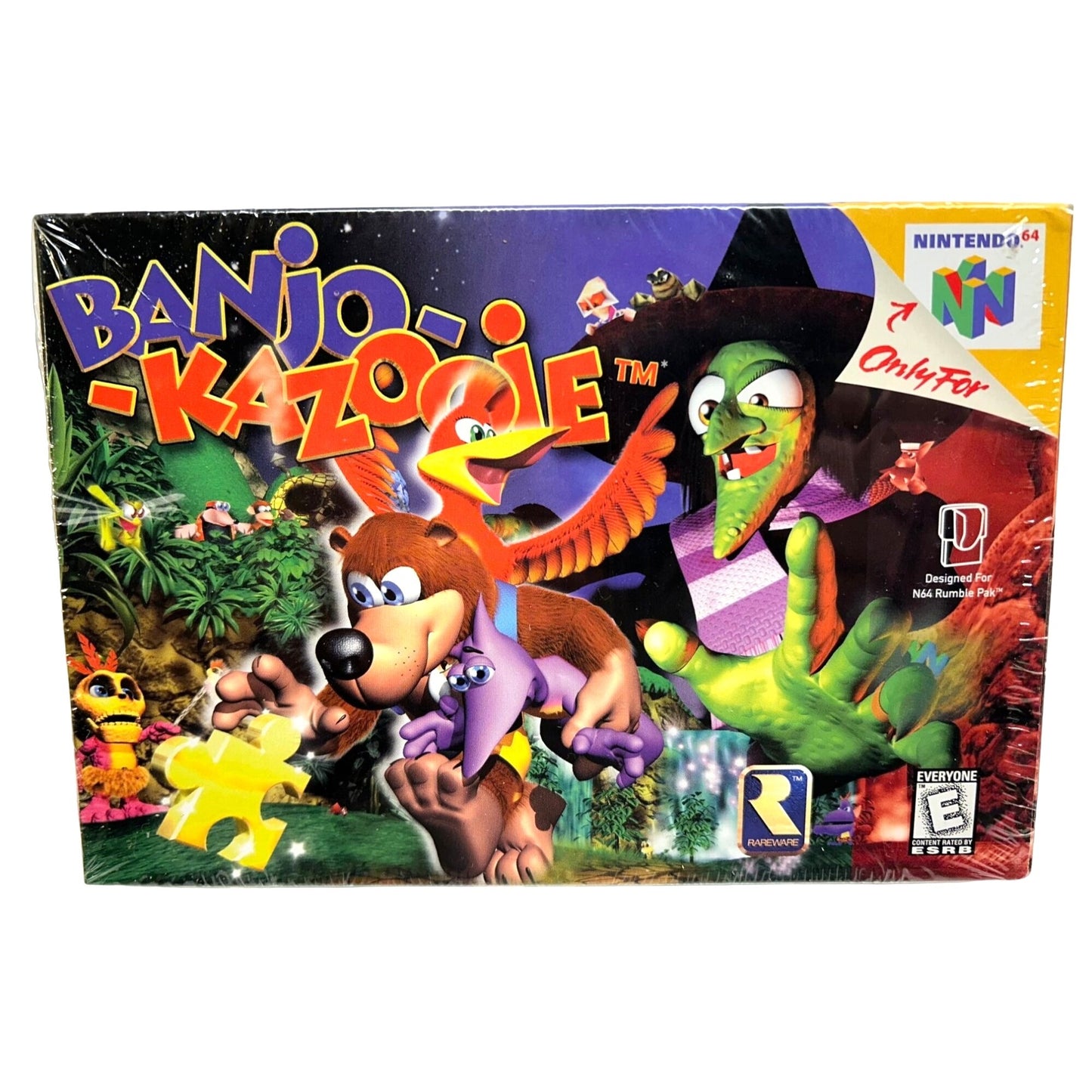 Banjo-Kazooie (Nintendo 64 1998) CIB with Manuals Partial Seal and Hang-tab NM