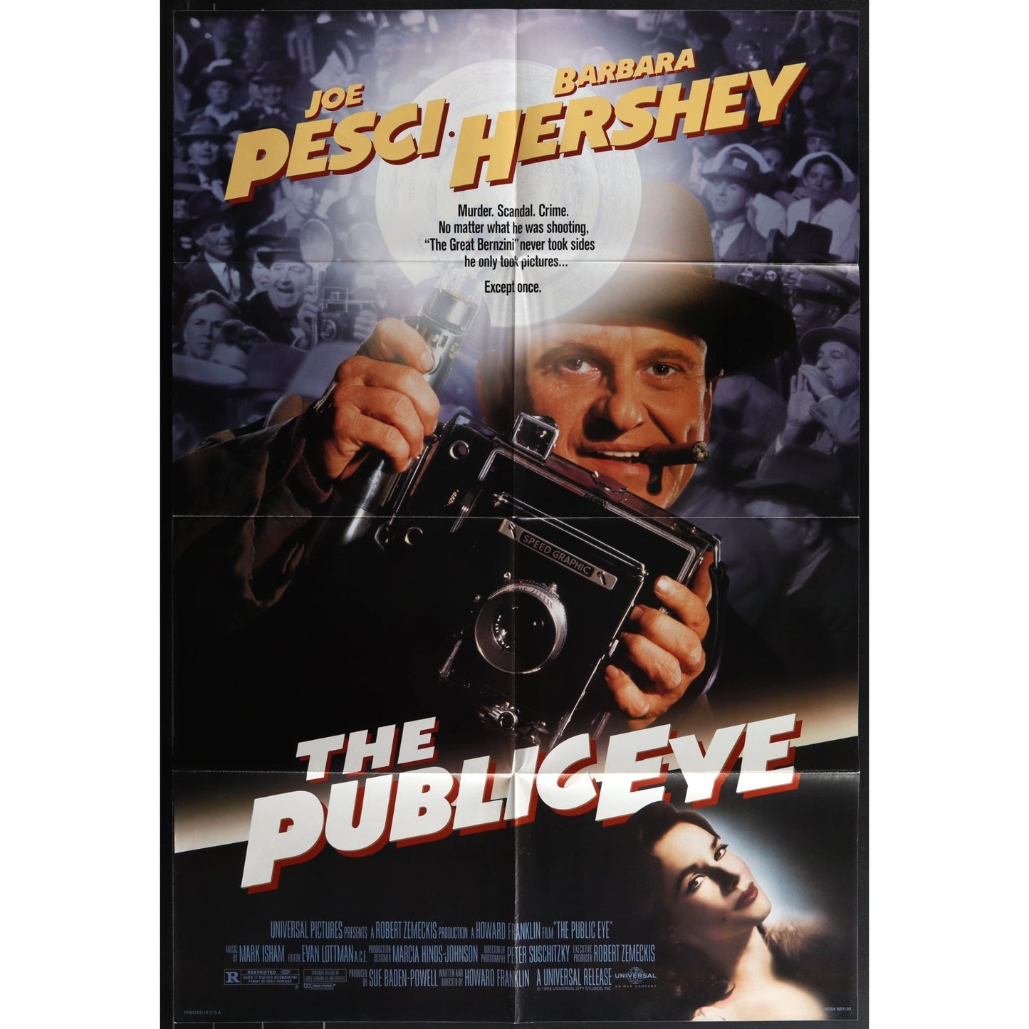 The Public Eye (1992) Original Movie Poster Folded 27x41 Joe Pesci