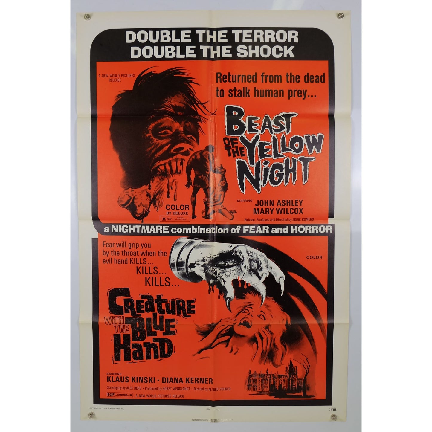Beast of the Yellow Night (1971) Original Movie Poster Folded 27x41