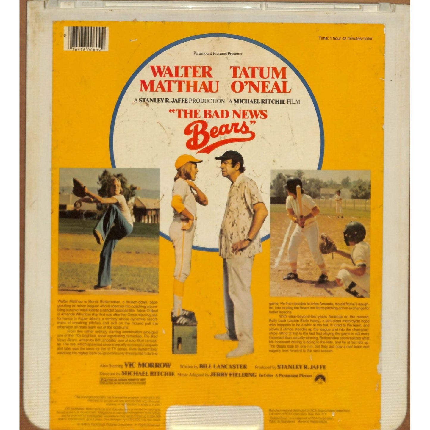 The bad news bears (1976) Vintage CED RCA SelectaVision Videodisc TESTED WORKING