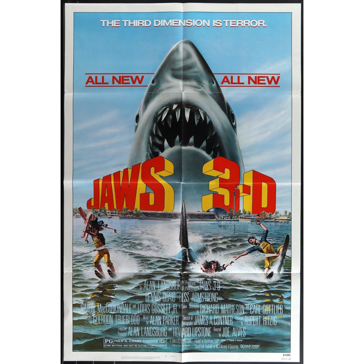 Jaws 3-D (1983) Original Movie Poster Folded 27x41 Dennis Quaid EM4-137