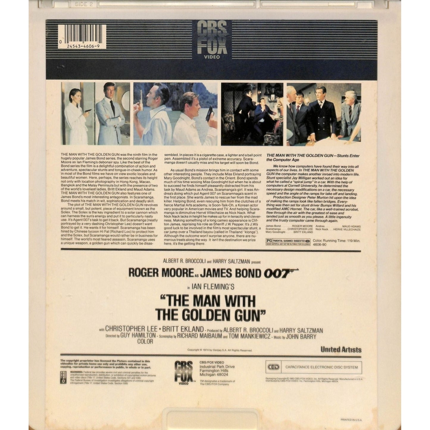 James Bond: The Man With The Golden Gun (1974) CED RCA SelectaVision TESTED WORKING