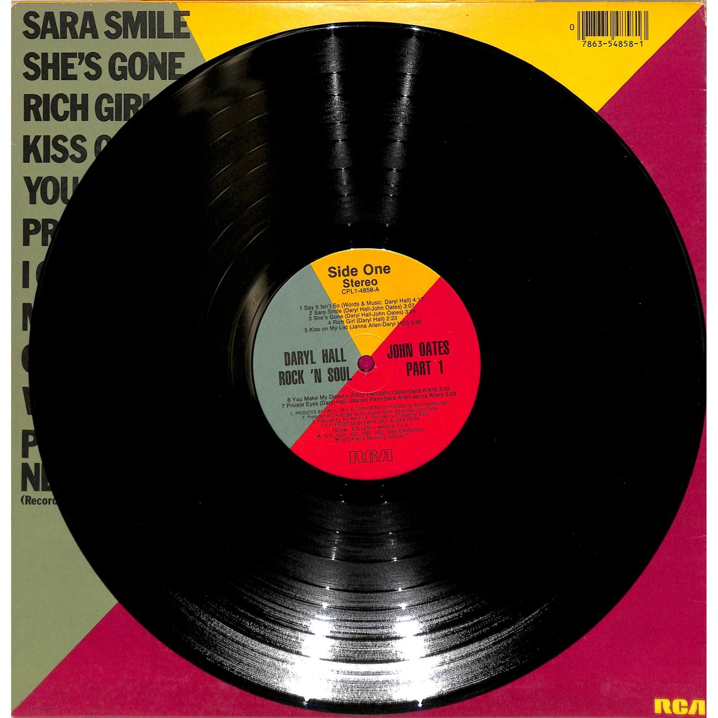 Daryl Hall & John Oates - Rock 'N Soul Part 1 Vinyl Record CPL1-4858