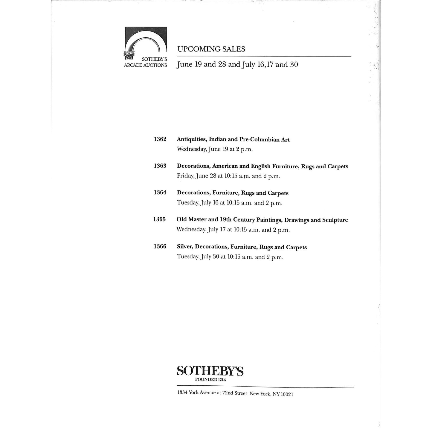 Sotheby's Modern & Contemporary Art Auction Catalog June 12, 1991