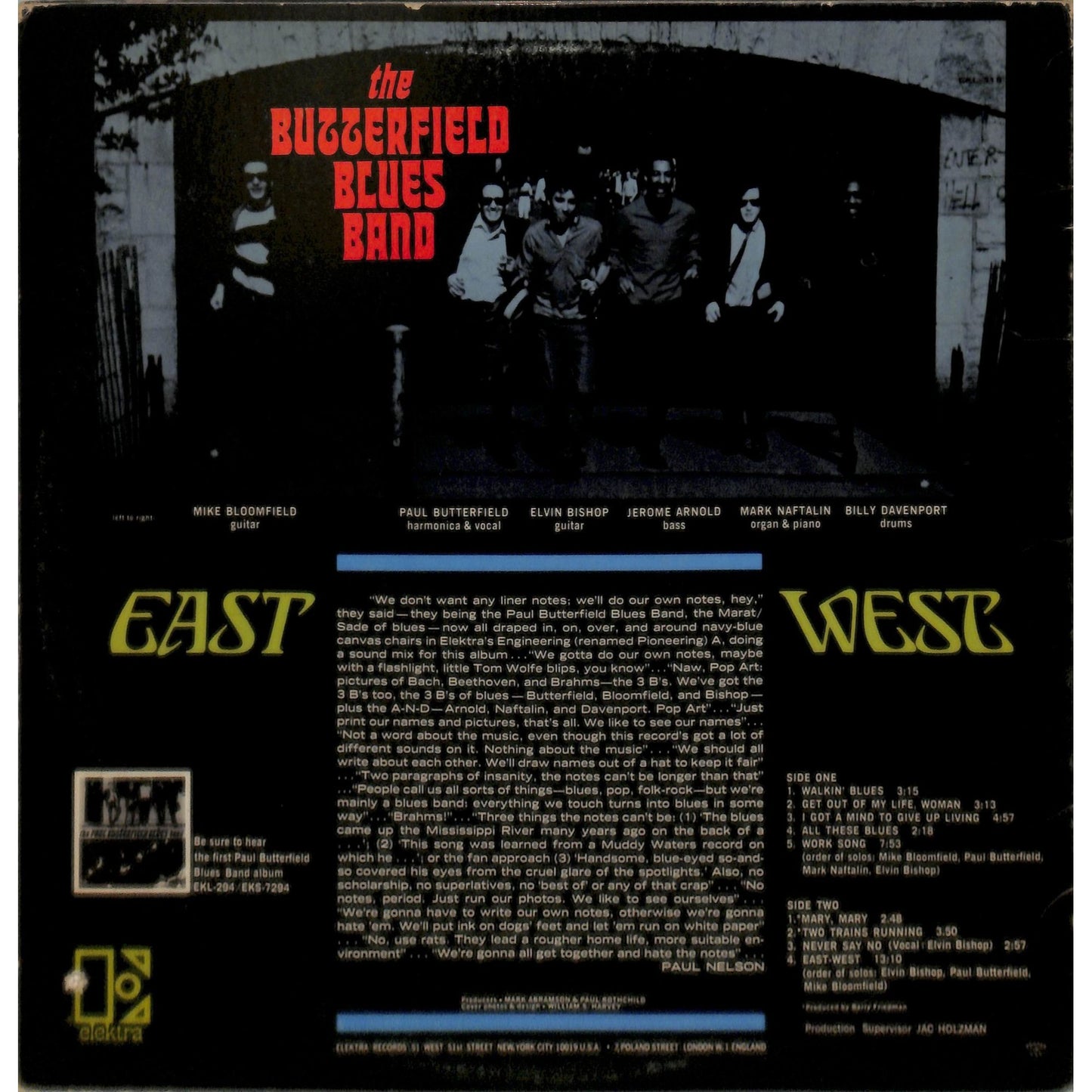 The Butterrfield Blues Band - East West Mono Vinyl Record EKL - 315