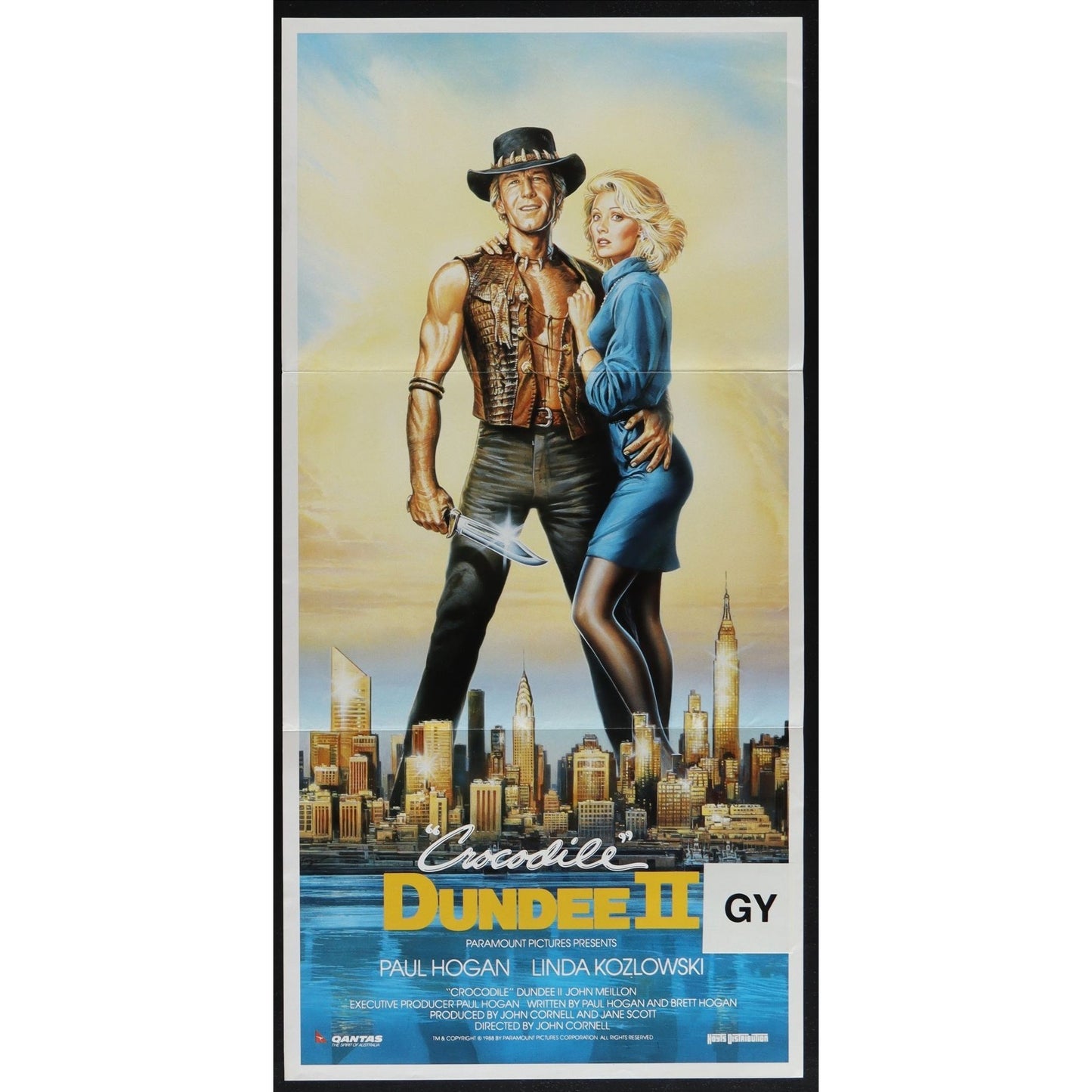 Crocodile Dundee II (1988) Original Australian Daybill Poster Folded 13x28