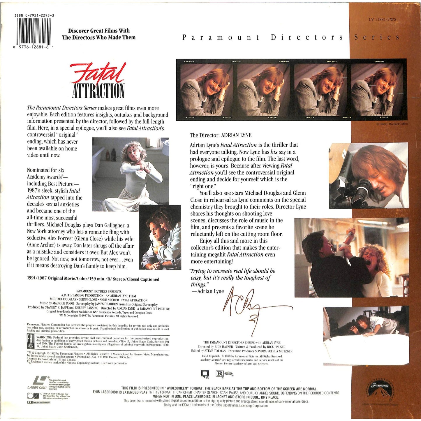 Fatal Attraction (1987) Laserdisc Video