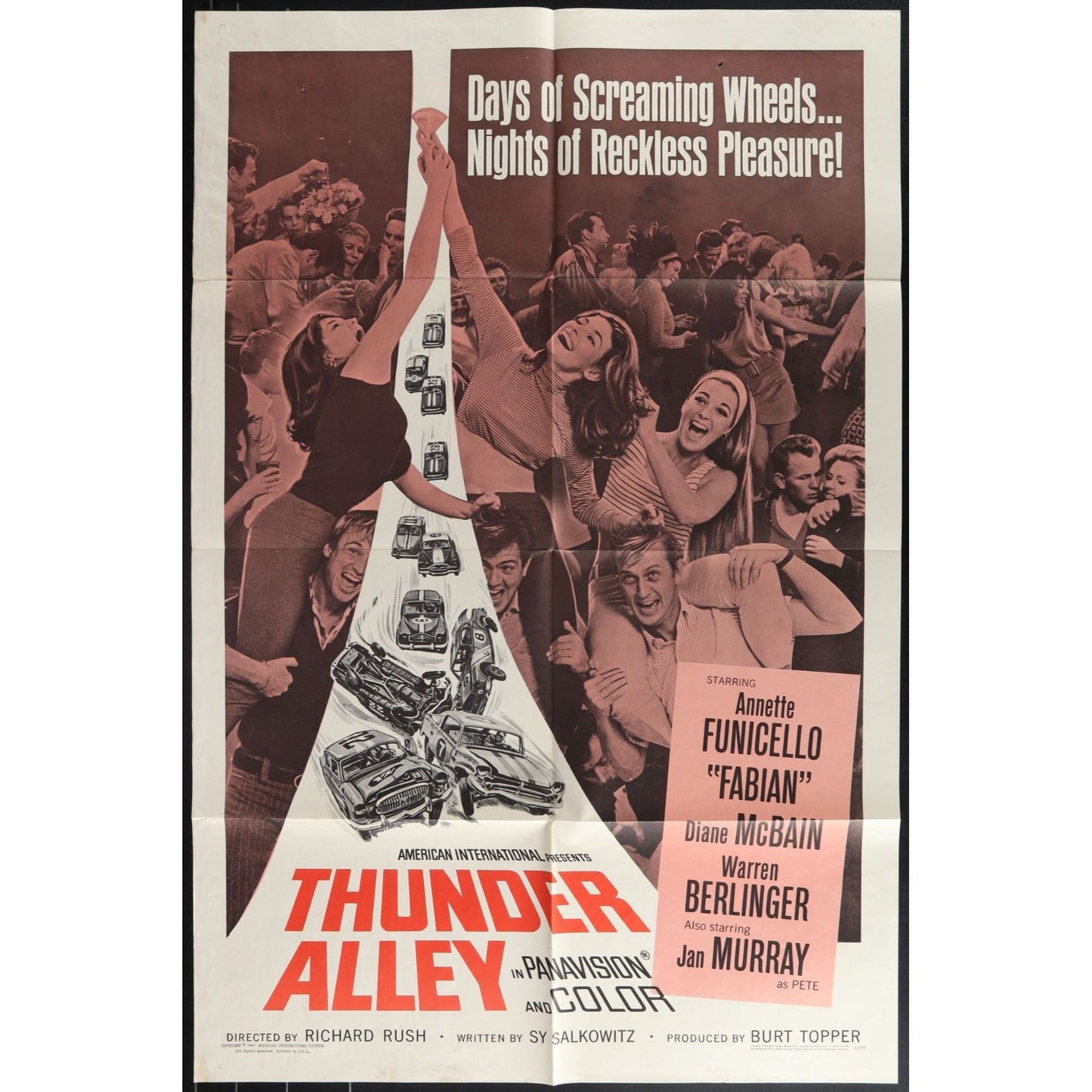 Thunder Alley (1967) Original Movie Poster Folded 27x41