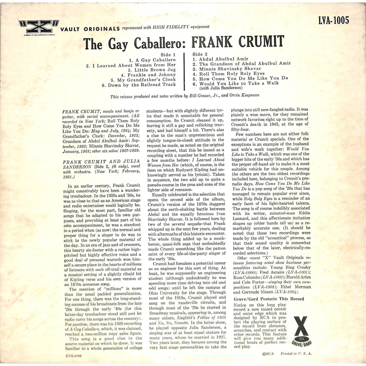 Frank Crumit - The Gay Caballero (1955) Vinyl Record LVA 1005