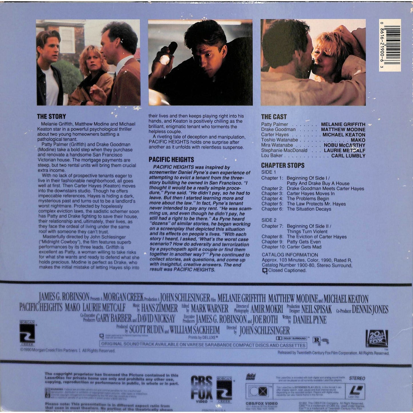 Pacific Heights (1990) Laserdisc