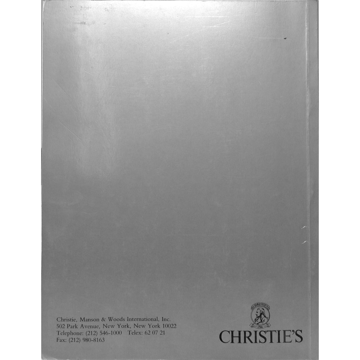 Christie's Contemporary Art Auction Catalog November 7, 1990