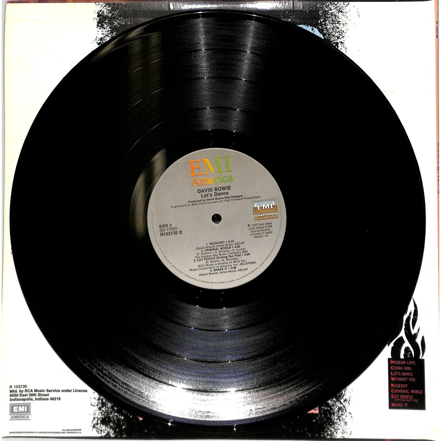 David Bowie - Let's Dance Vinyl Record SO-17093