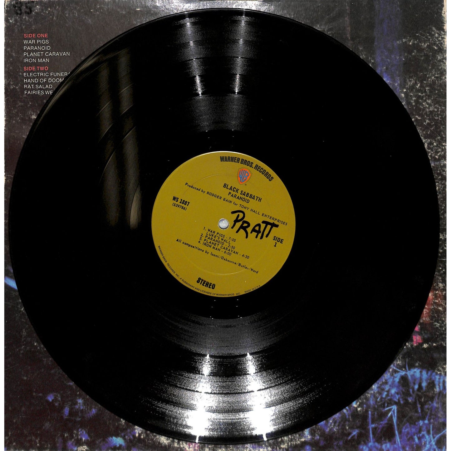 Black Sabbath - Paranoid Vinyl Record WS 1887