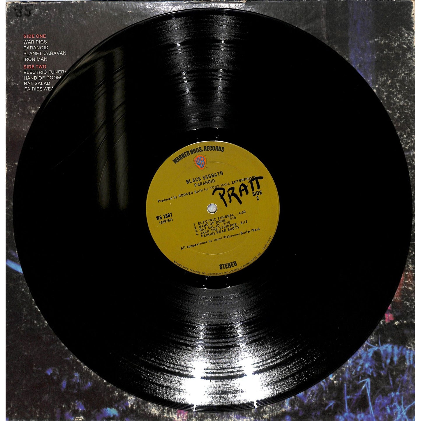 Black Sabbath - Paranoid Vinyl Record WS 1887
