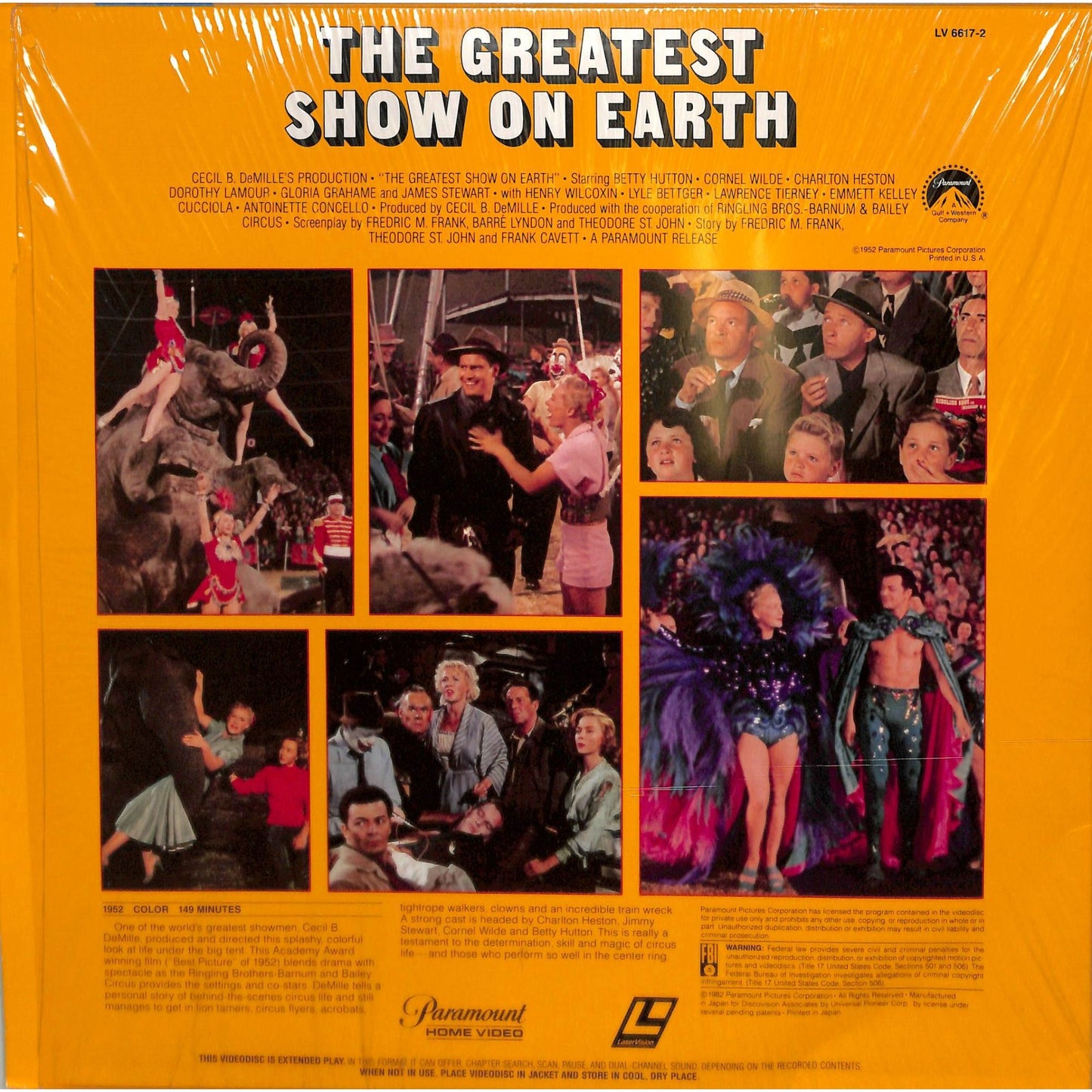 The Greatest Show on Earth (1952) Laserdisc