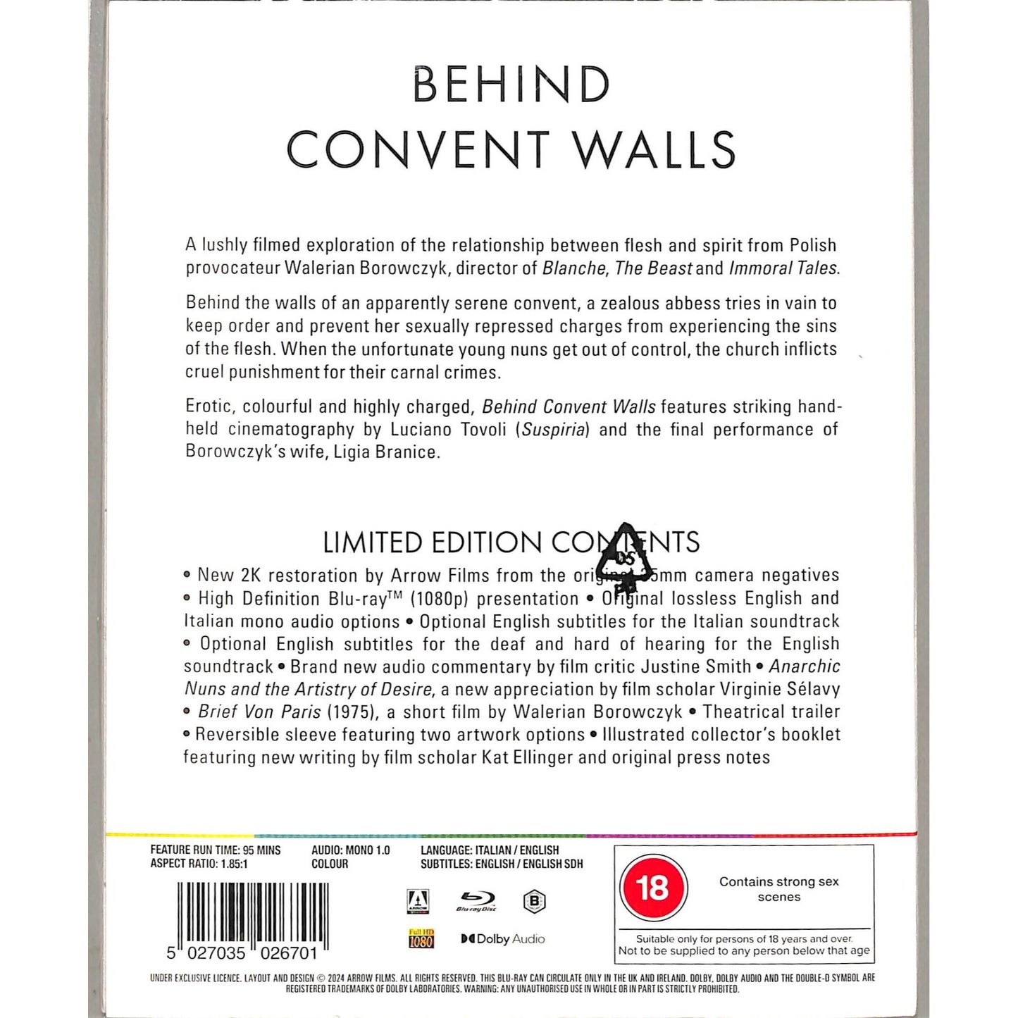 Behind Convent Walls (1978) Region B Import Sealed Blu Ray Disc