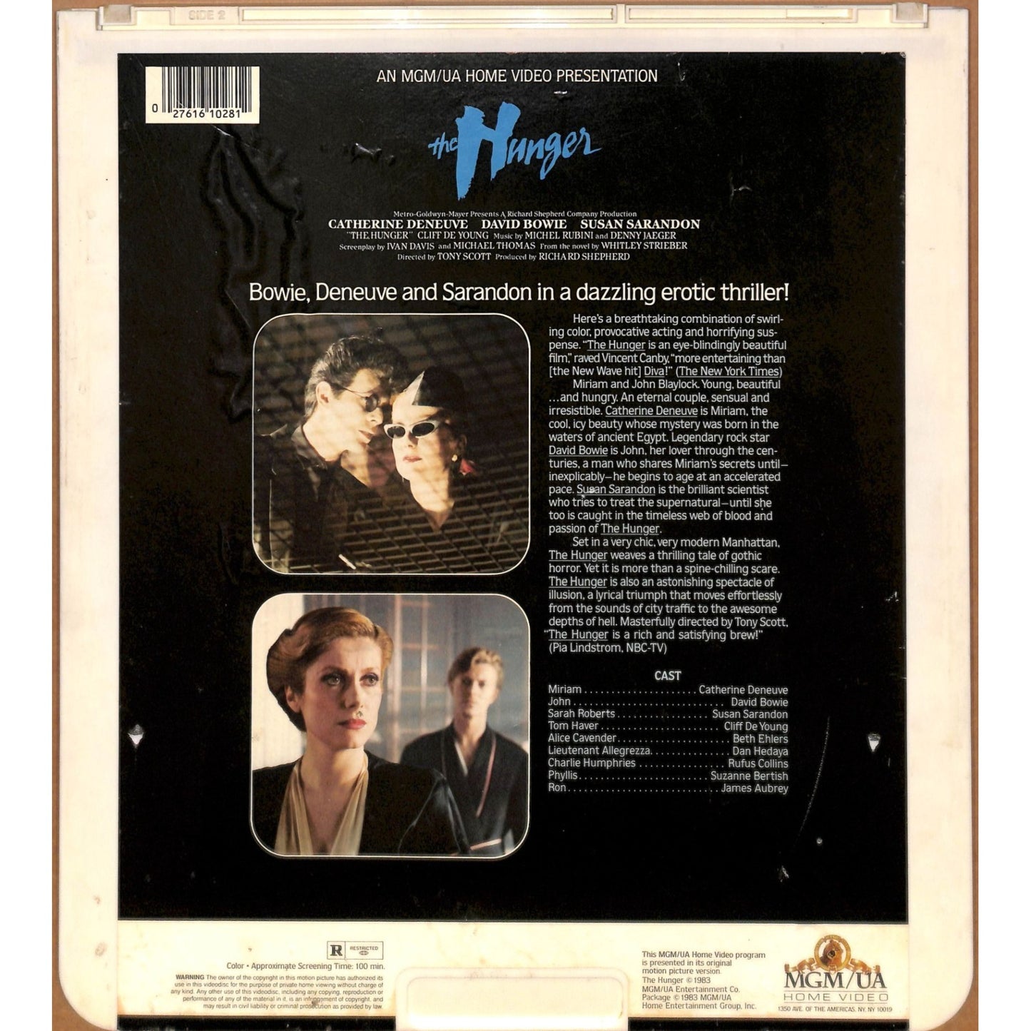 The Hunger (1983) Vintage CED RCA SelectaVision Videodisc TESTED WORKING