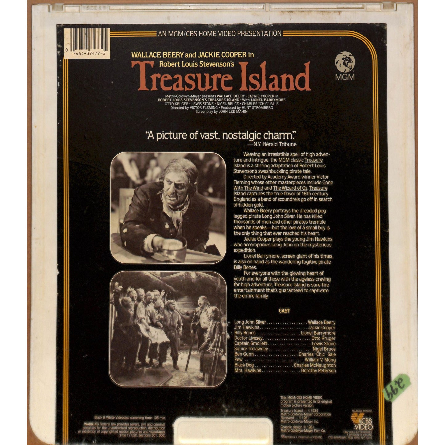 Treasure Island (1934) Vintage CED RCA SelectaVision Videodisc TESTED WORKING