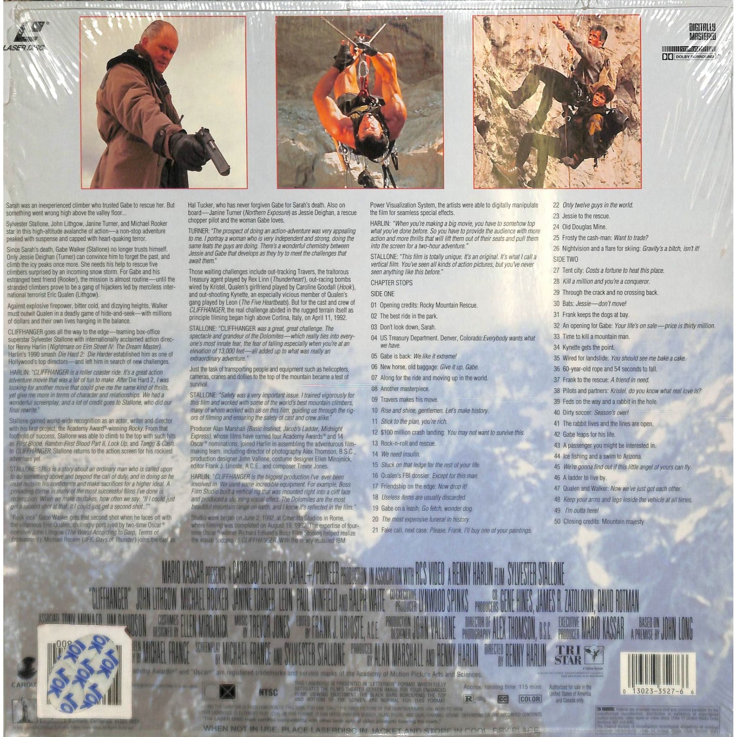 Cliffhanger (1993) Laserdisc