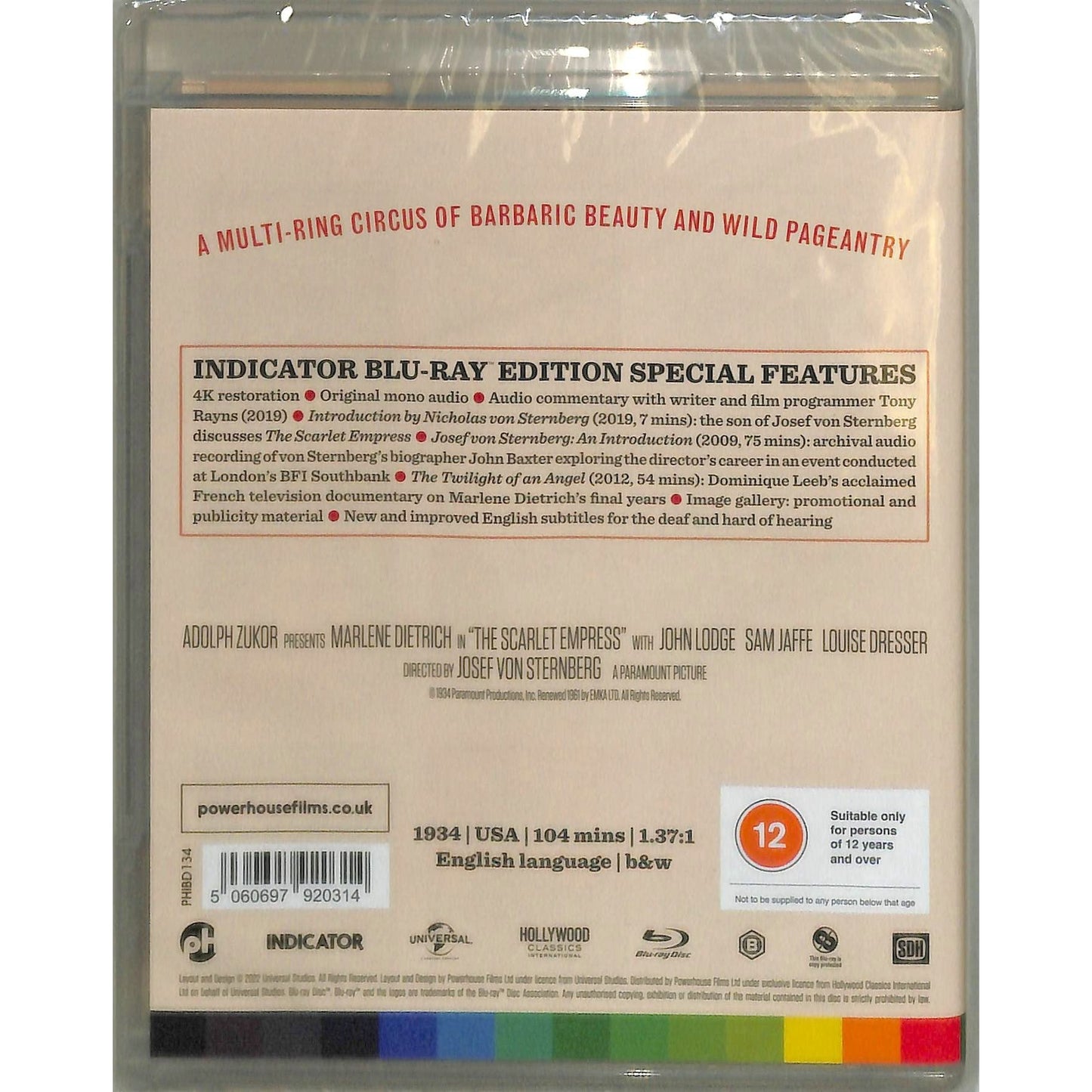 The Scarlet Empress (1934) Blu Ray Brand New Sealed