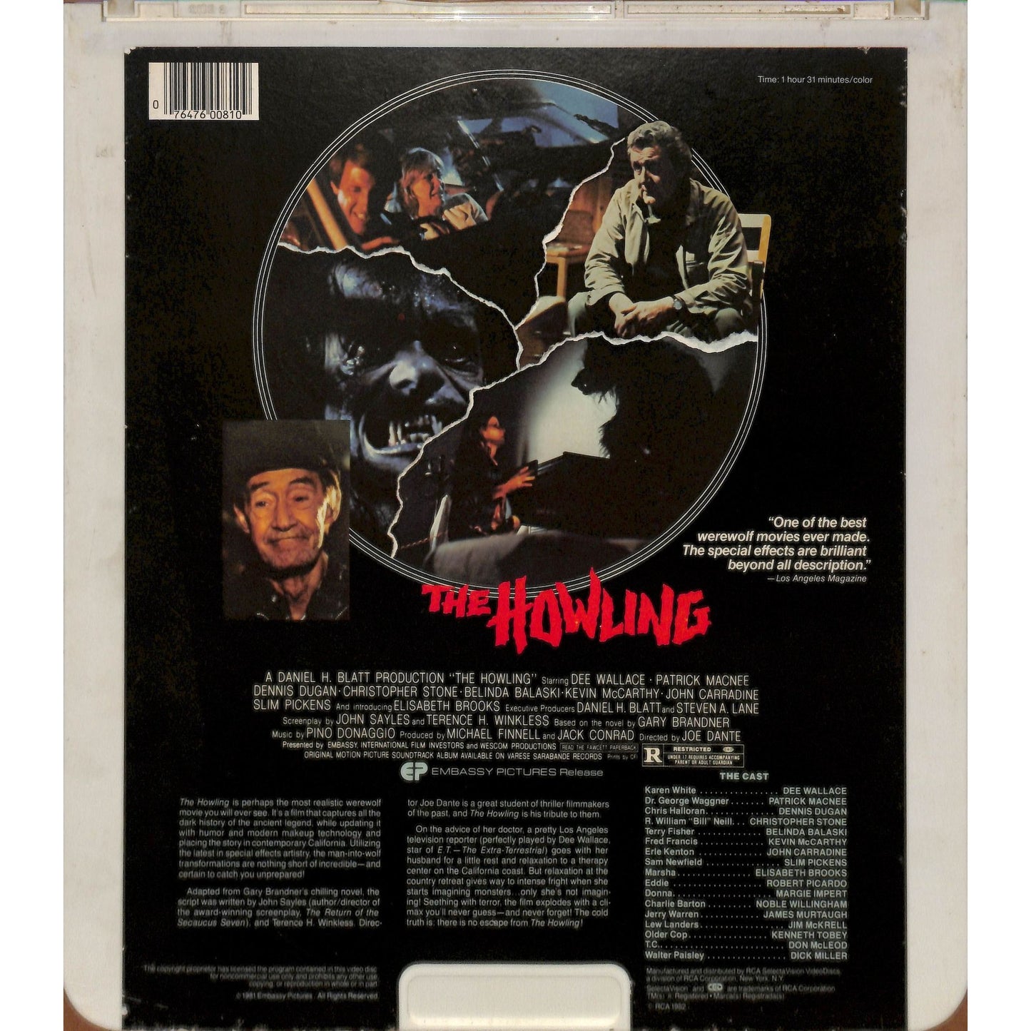 The Howling (1981) Vintage CED Videodisc TESTED WORKING