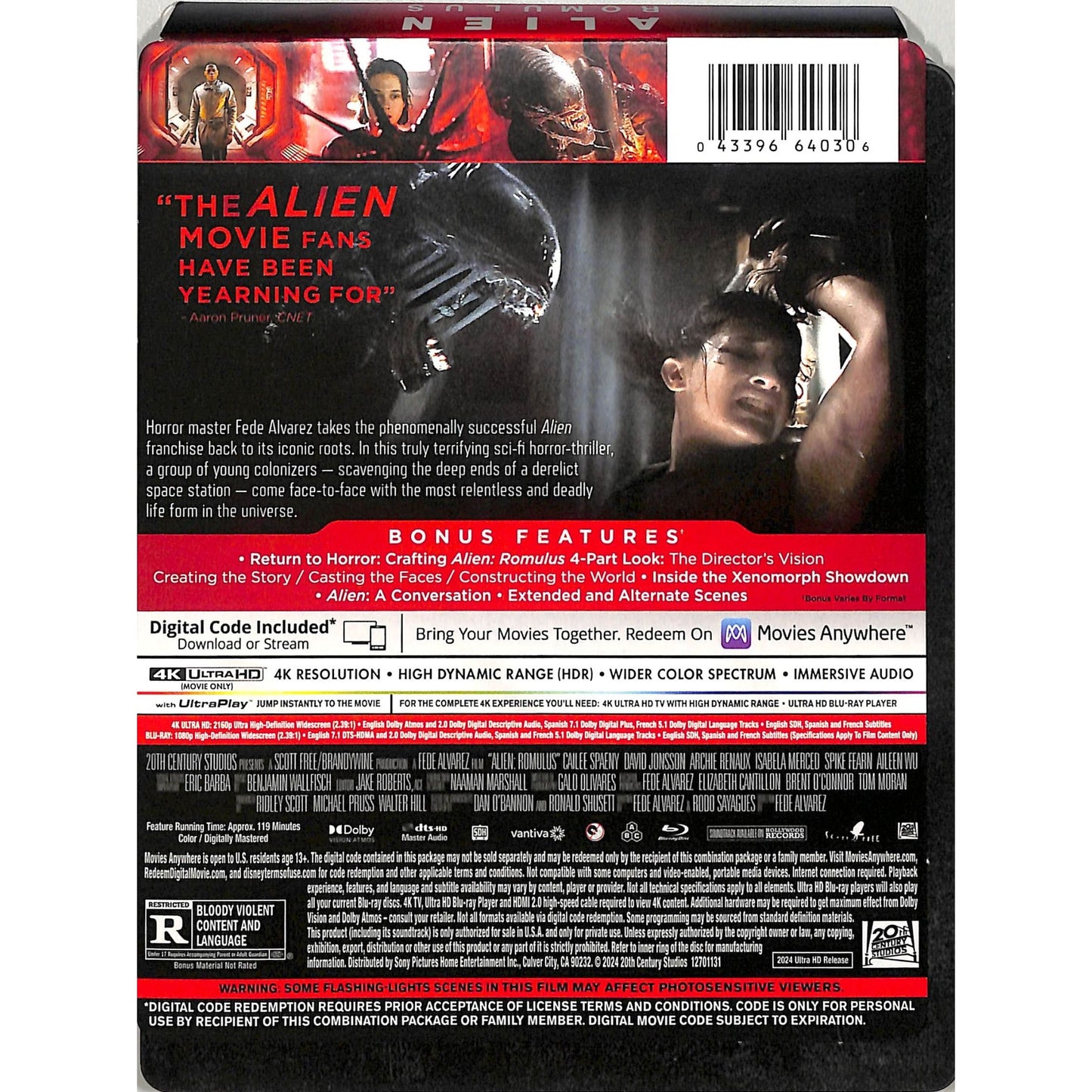 Alien Romulus (2024) Steel Cover Blu Ray Disc Set