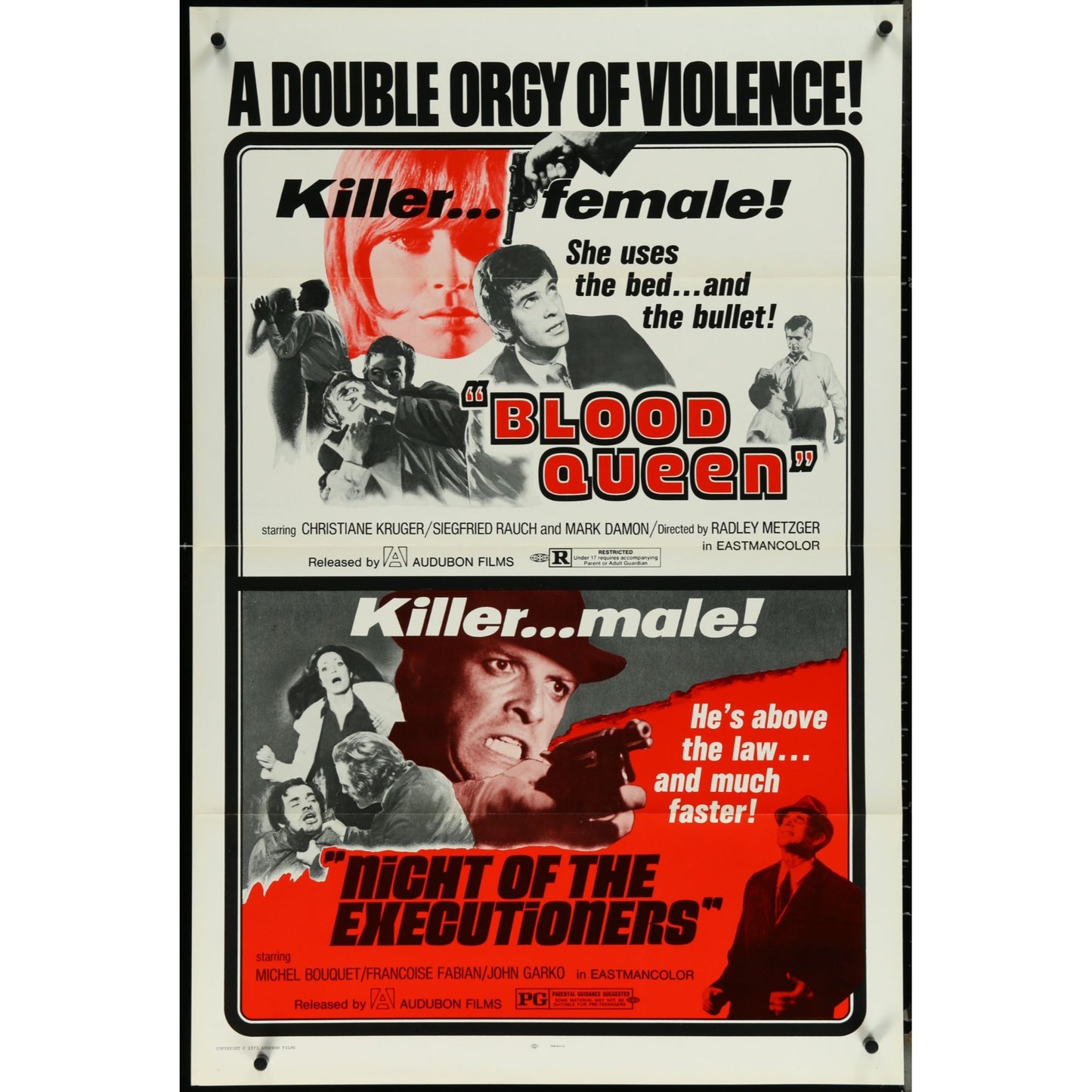 Blood Queen/Night of the Executioners (1973) Original Movie Poster Folded 27x41