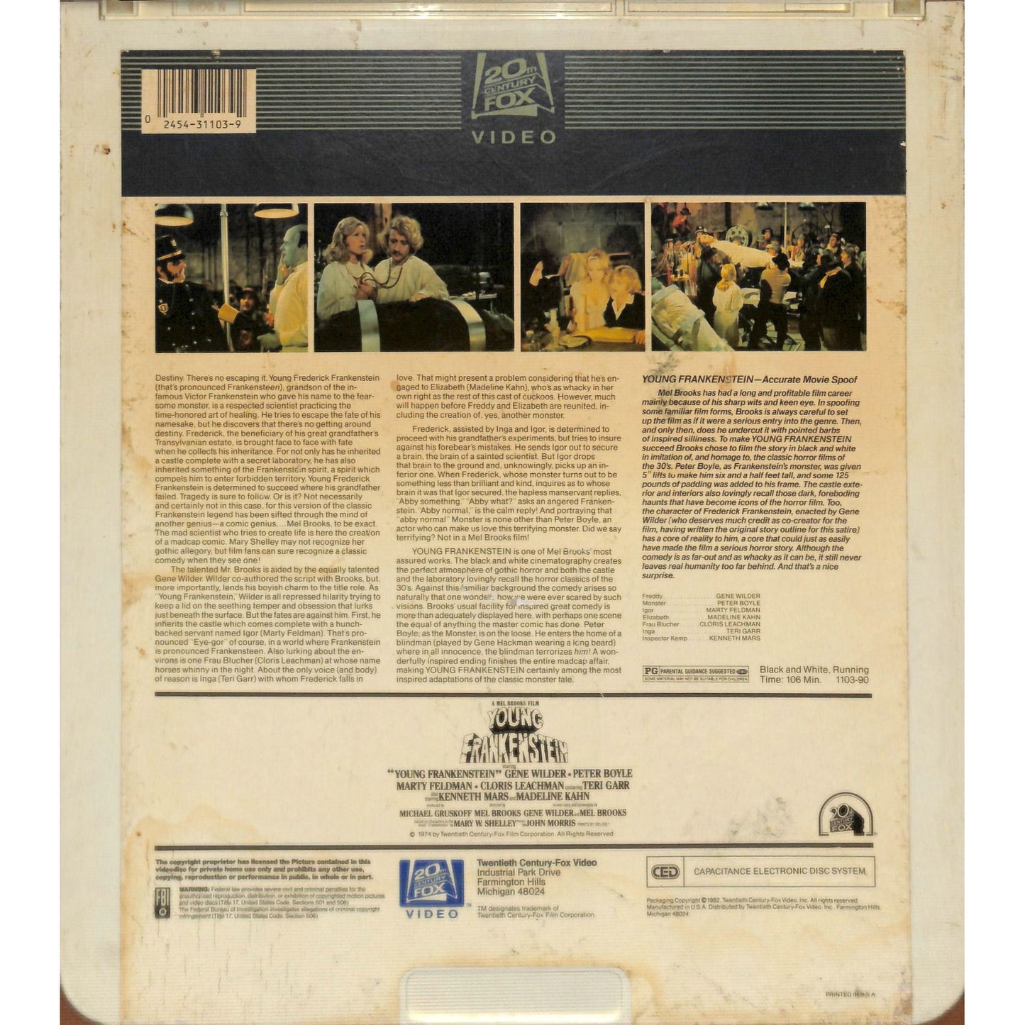 Young Frankenstein (1974) Vintage CED RCA SelectaVision Videodisc TESTED WORKING