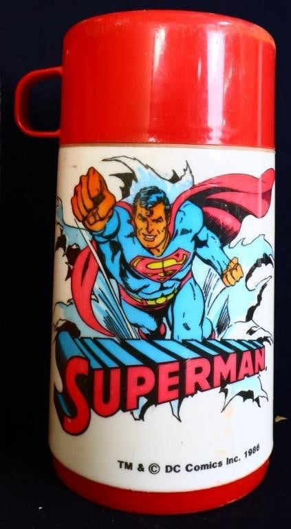 Vintage Metal Superman Lunchbox w/ Thermos