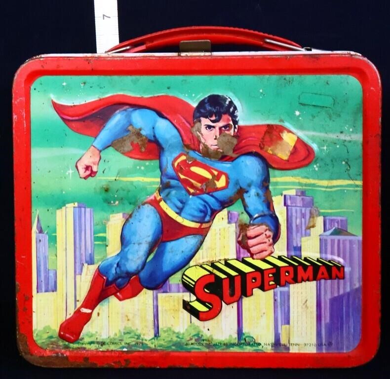 Vintage Metal Superman Lunchbox w/ Thermos